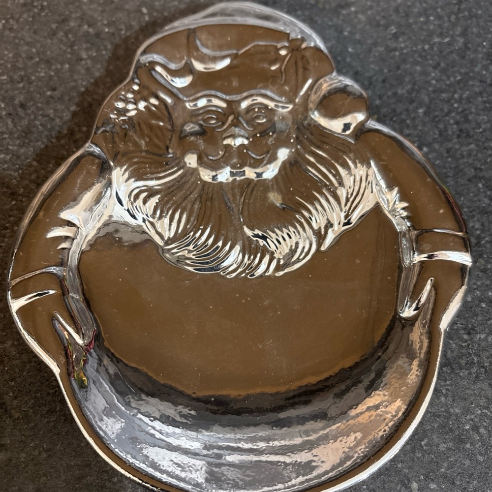 Festive Silver Santa Claus Decorative Dish